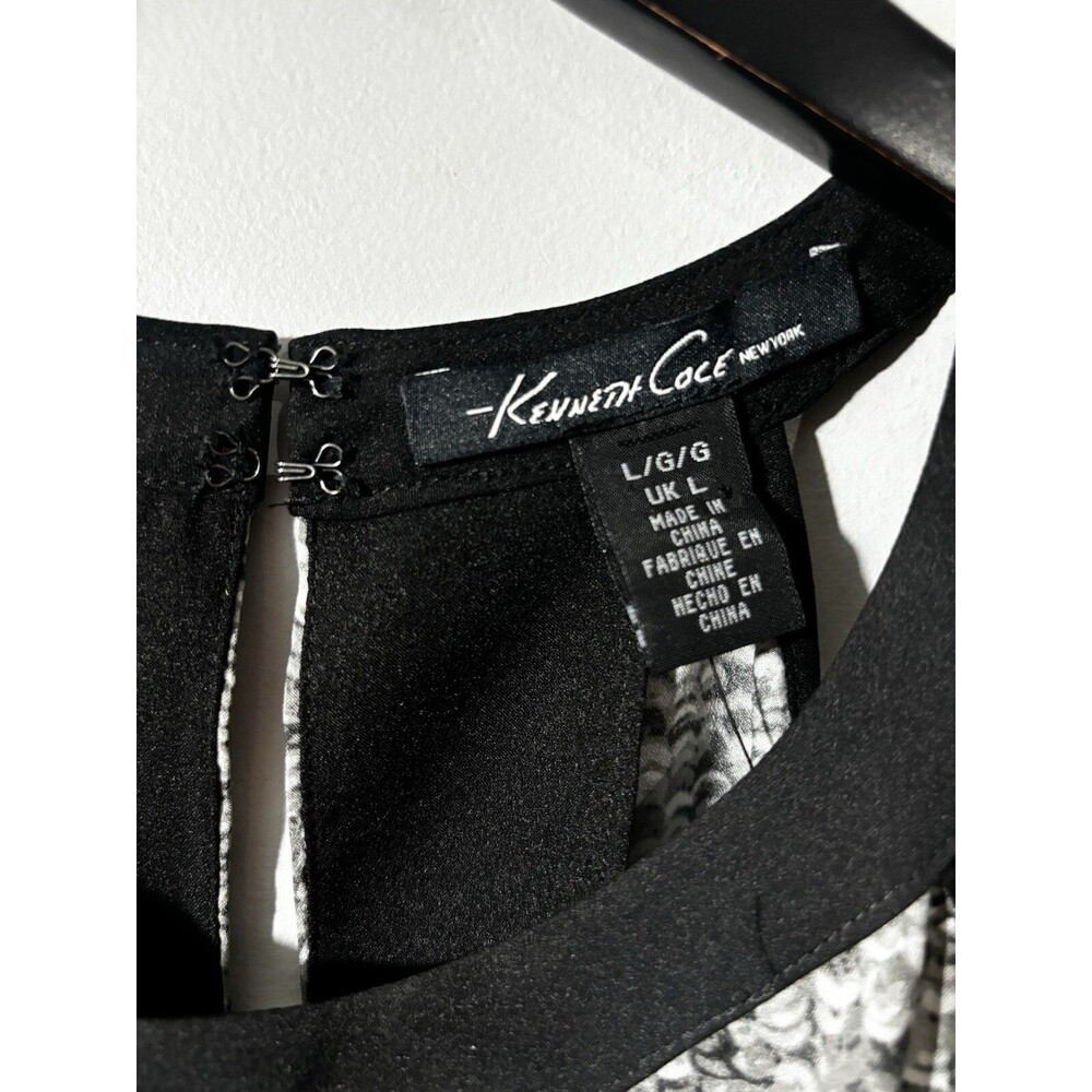 NWT Kenneth Cole Top Large Grey Black Blouse Halter Tank Career Closet Staple - Picture 5 of 7
